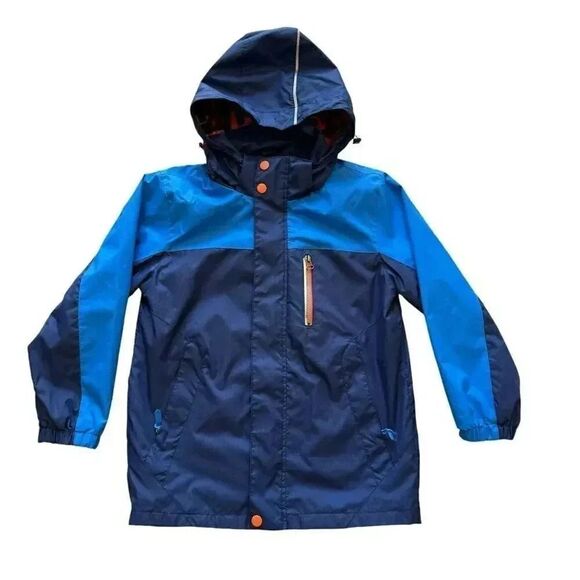 KID1234 Blue Hooded Rain Windbreaker Quick Dry Waterproof Jacket SZ 6-7 #2229 - Picture 1 of 14